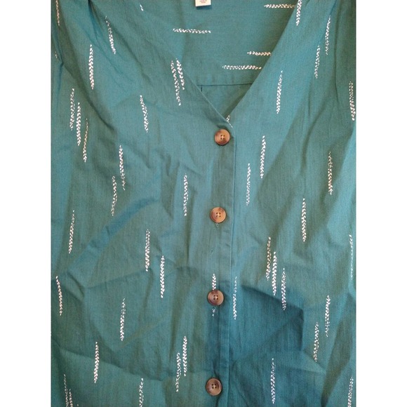 a.n.a Turquoise Button Down Short Sleeve Blouse XL - Picture 3 of 6